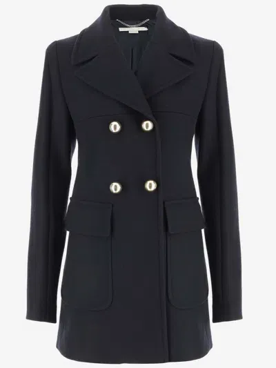 Stella Mccartney Stella Mc Cartney Double Breasted Wool Coat In Ink