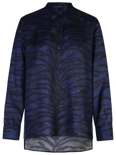 Stella Mccartney Button-down Tiger Print Blouse In Blue