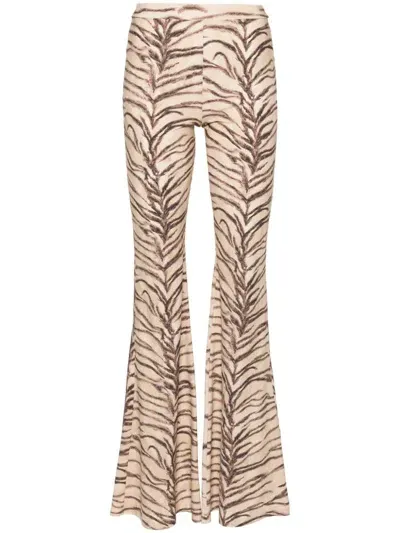 Stella Mccartney Stella Mc Cartney Tiger Print Nyon Trousers In Beige