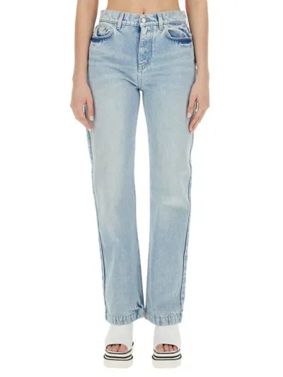 Stella Mccartney Distressed Mid-rise Straight-leg Jeans In Light Blue