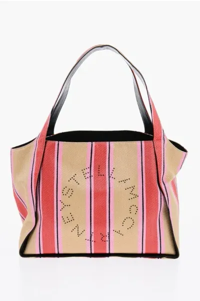 Stella Mccartney Striped Raffia Tote Bag In Multi