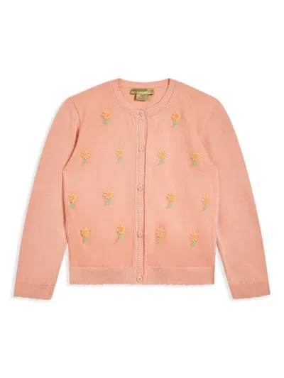 Stella Mccartney Kids Girls Orange Embroidered Floral Cardigan