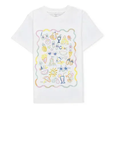 Stella Mccartney Kids' Beach-print Cotton T-shirt In White