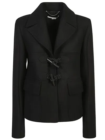 Stella Mccartney Tailored Black Coat With Unique Toggle Closure And Elegant Pockets