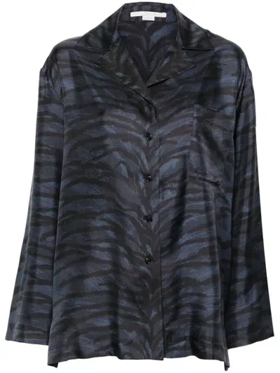 Stella Mccartney Tiger-print Silk Shirt In Blue