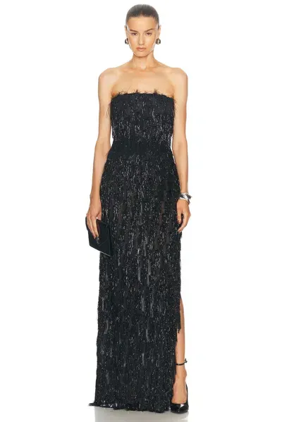 Stella Mccartney Black Tinsel Bustier Maxi Dress