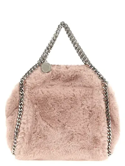 Stella Mccartney Tiny Falabella Shearling Top Handle Bag In 粉色的