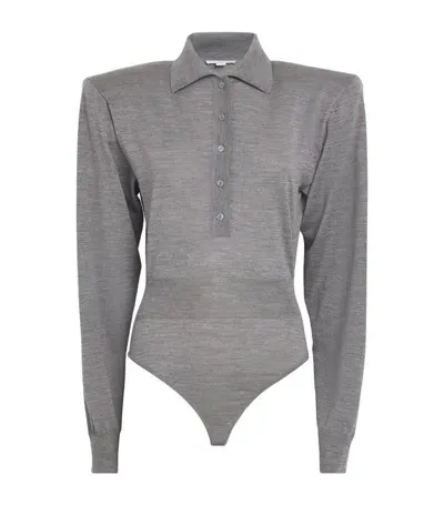 Stella Mccartney Virgin Wool Bodysuit In Grey