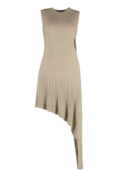 Stella Mccartney Asymmetric Sleeveless Dress In Sand