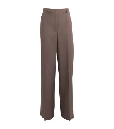 Stella Mccartney Wool Loose Trousers In Brown