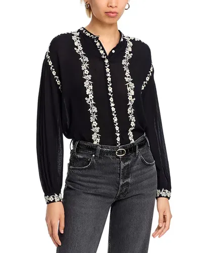 Stellah Button Front Top In Black