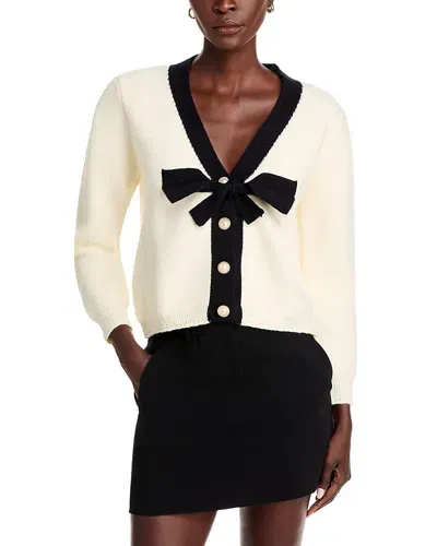 Stellah Contrast Trim Bow Cardigan In Cream