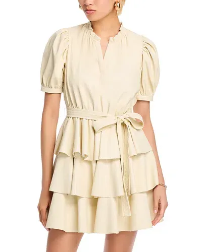 Stellah Faux Leather Ruffle Dress In Cream