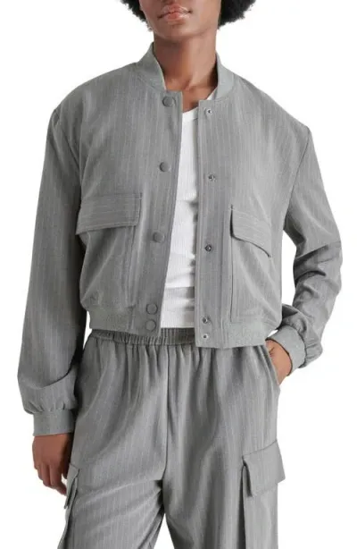 Steve Madden Ardine Pinstripe Bomber Jacket In Grey