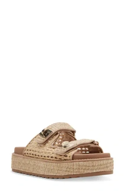 Steve Madden Bigschmona Platform Slide Sandal In Natural Raffia