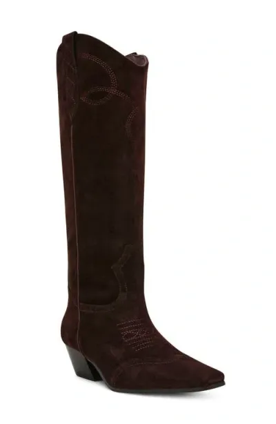 Steve Madden Dollie Western Boot In Brown Suede