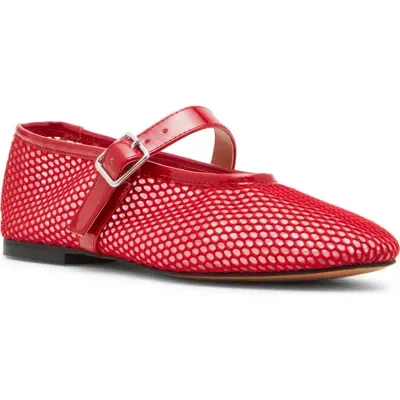 Steve Madden Dreaming Mary Jane Flat In Red Mesh