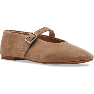 Steve Madden Dreaming Mary Jane Flat In Taupe Suede