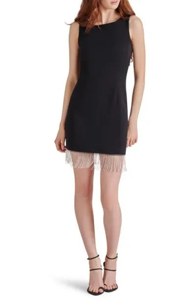 Steve Madden Elenora Embellished Fringe Minidress In Black