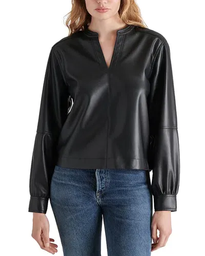 Steve Madden Jayna Faux Leather Top In Black