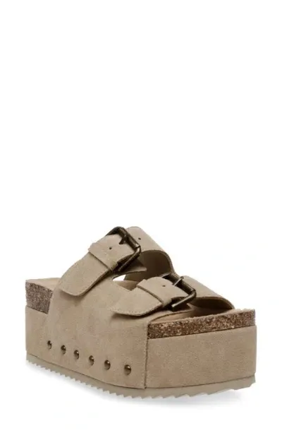 Steve Madden Women's Kali High Platform Footbed Sandals In Camel Suede