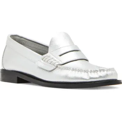 Steve Madden Kingston Penny Loafer In White Leather