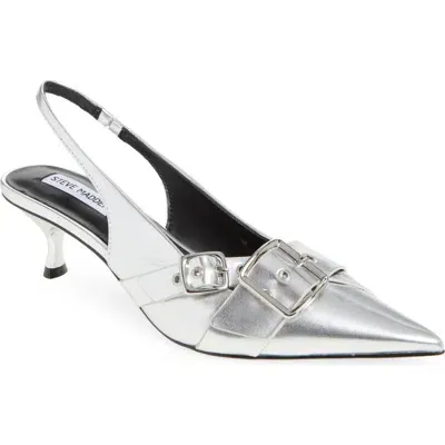 Steve Madden Lezley Kitten Heel Slingback Pump In Silver