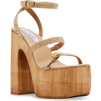 Steve Madden Lilia Ankle Strap Platform Sandal In Raffia