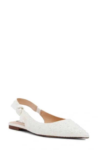 Steve Madden Olsen Slingback Pointed Toe Flat In Pearl