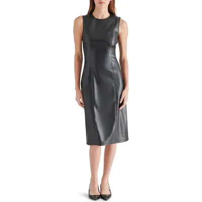 Steve Madden Pria Faux Leather Midi Dress In Black