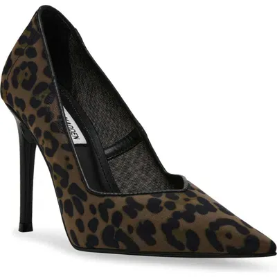 Steve Madden Raz Pointed Toe Pump In Leopard Mesh