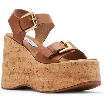 Steve Madden River Platform Wedge Sandal In Coganc Leather