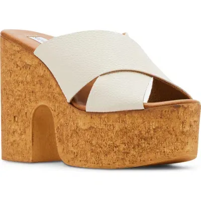 Steve Madden Saffron Platform Sandal In Bone Leather