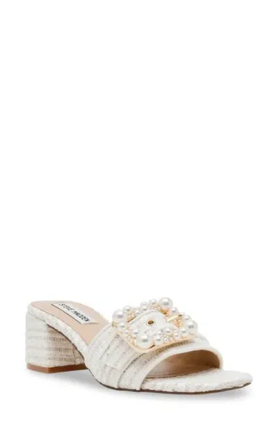 Steve Madden Sandre Block Heel Sandal In White Raffia