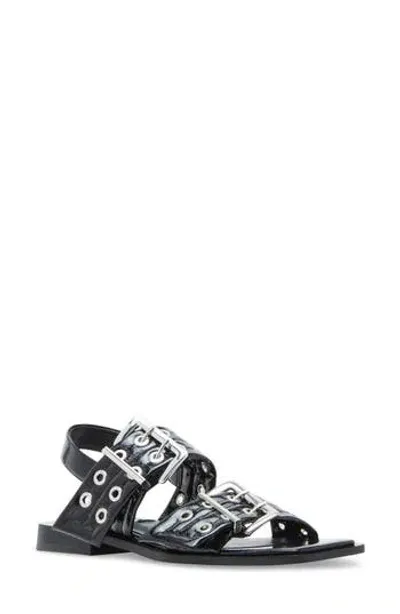 Steve Madden Sandria Studded Slingback Sandal In Black Patent