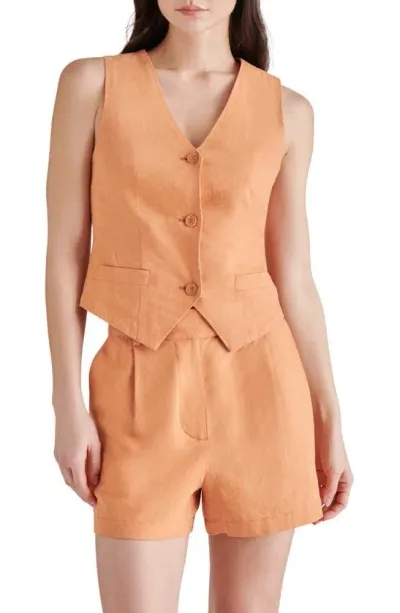 Steve Madden Selene Linen Blend Vest In Caramel