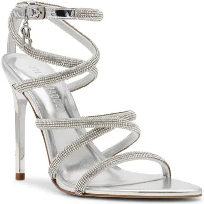 Steve Madden Sky Ankle Strap Pointed Toe Sandal In Silver