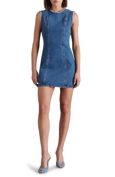 Steve Madden Solara Raw Trim Denim Minidress In Blue Denim