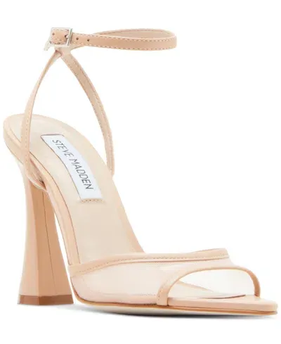 Steve Madden Women's Beki Two-piece Flare-heel Sandals In Natural Mesh