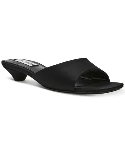 Steve Madden Women's Joanie Slide Kitten-heel Sandals In Black Satin