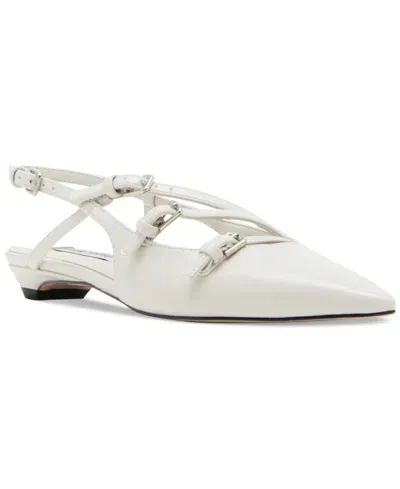 Steve Madden Women's Peony Strappy Pointed-toe Slingback Flats In Bone Patent