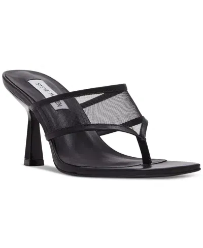 Steve Madden Women's Rabin Mesh Thong High Heel Sandals In Black Mesh