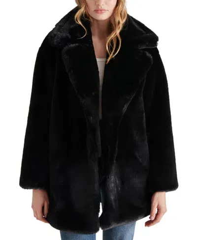 Steve Madden Women's Snow Faux-fur Teddy Coat In Black