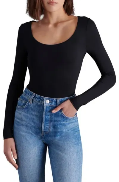 Steve Madden Yura Scoop Neck Bodysuit In Black