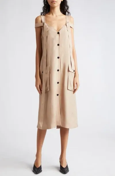 Stine Goya Adriano Button-up Midi Dress In Sand