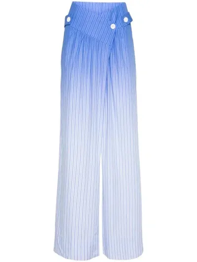 Stine Goya Asta Striped Wide Trousers In Light Blue