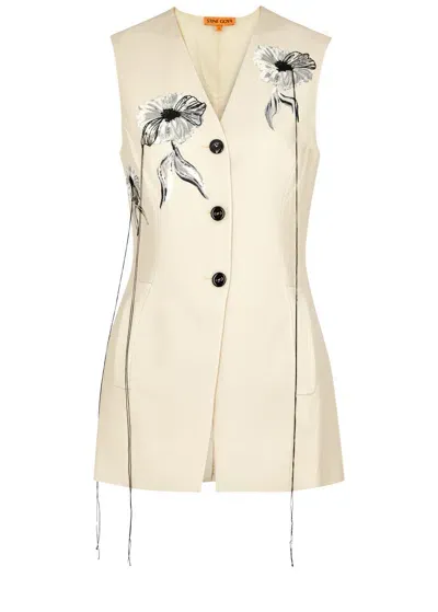 Stine Goya Fillo Floral-print Twill Waistcoat In Neutrals