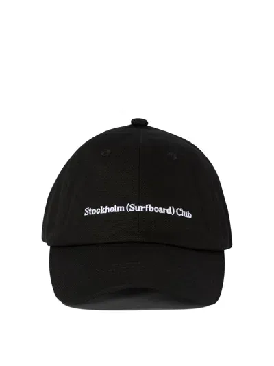 Stockholm Surfboard Club Baseball Cap With Embroidered Logo Hats In Black