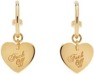 Stolen Girlfriends Club Gold Warm Welcome Heart Sleeper Earrings In Gold Plated