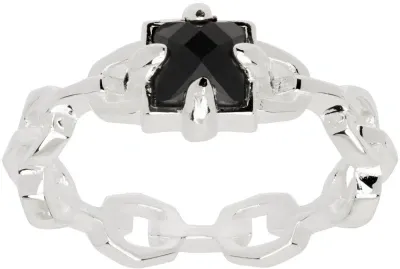 Stolen Girlfriends Club Silver Four Point Talon Ring In Sterling Silver Onyx